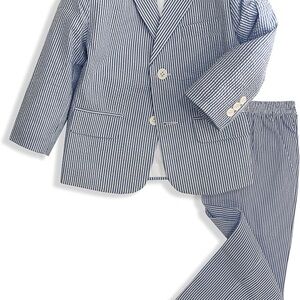 Boys (4T) Seersucker two-button suit set (Jacket & Pants)